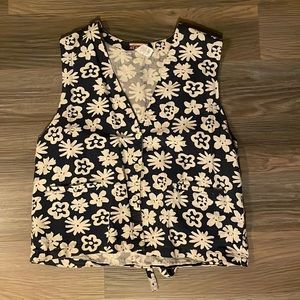 Vintage Memphis floral vest with tie!